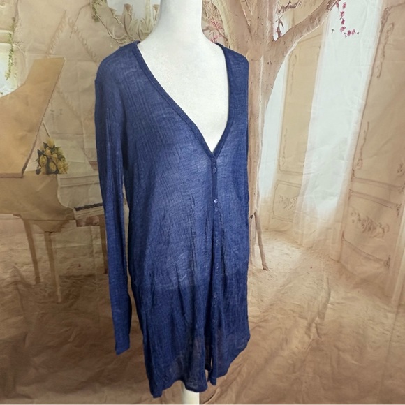 NEW Eileen Fisher Wool Blend Cardi Women's Navy Button Down Cardigan - Picture 5 of 11